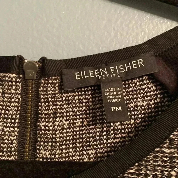 Eileen Fisher petite - dress- PM - black side panels with tweed pattern center - Picture 2 of 6